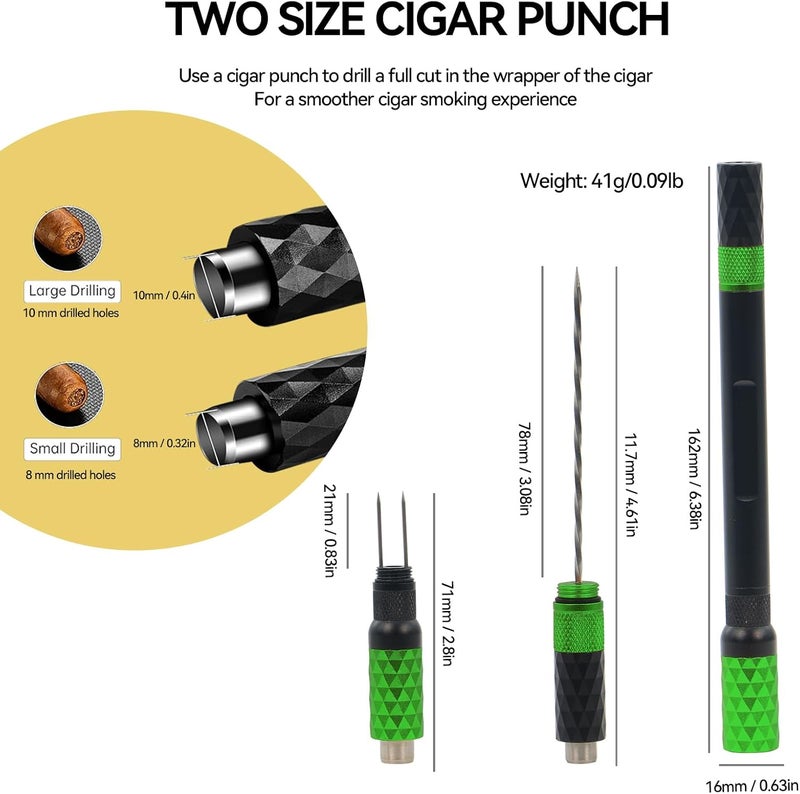 CaLeQi Cigar Punch Cigar Draw Enhancer and Cigar Nubber 4 in 1 The Cigar Punch for all Cigars is a Practical and Essential Cigar Accessories for Cigar Lovers Great Gift for a Man （Black Green） - Image 3